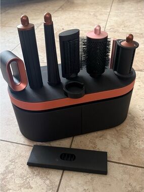 Dyson black and copper hair tool set with stand